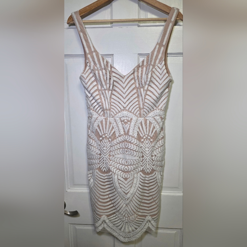 Hello Molly Embellished Dress W/Nude Underlay- Size Sm